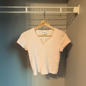 TNA Pink Waffle Knit Baby Tee